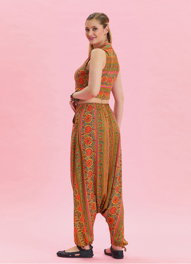 Orange Ethnic Shalwar with Pocket Detail and Laced Legs 4477